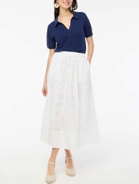 J. Crew Eyelet Midi Skirt
